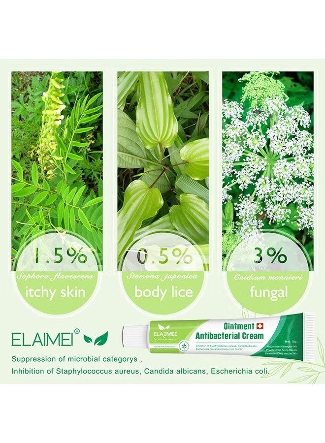 Elaimei Antibacterial Ointment Cream, Mosquito Bite Itching Relieve Itching Skin Topical Herbal, Itch And Rash Ointment, Anti Itch Cream Extra Strength For Itchy Skin Relief, Rash Cream 15G - Image 2